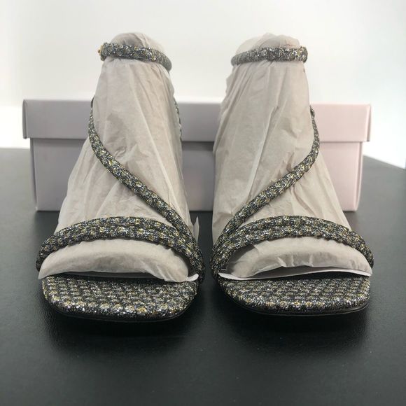 Rebecca Minkoff Nanine Silver Gold Strappy Ankle Strap Heeled Sandals - Picture 7 of 14